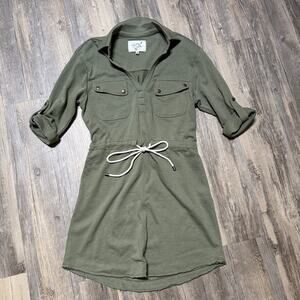 Grey State Women's Valley Green Utility Dress Roll Tab Sleeve Drawstring Waist